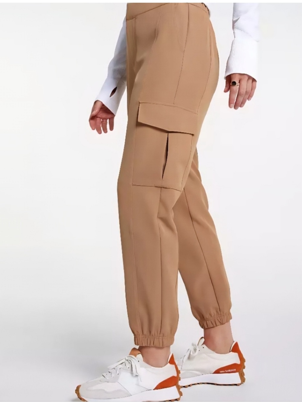 Calia Women’s Effortless Crepe Cargo Jogger Pants in Tan